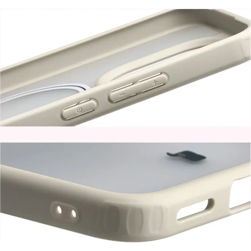 Etui z pierścieniem magnetycznym Bizon Case MatteO do Xiaomi 15T przydymione-beżowe