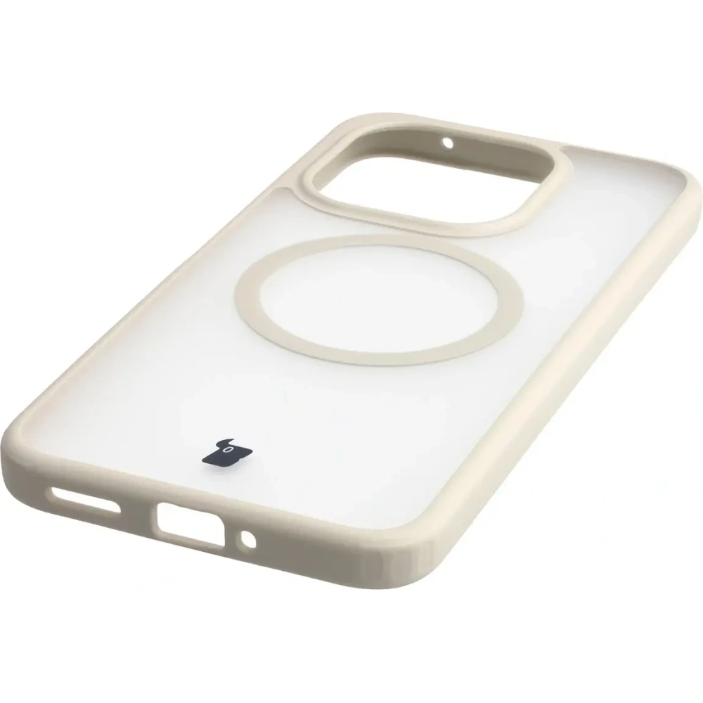 Etui z pierścieniem magnetycznym Bizon Case MatteO do Xiaomi 15T przydymione-beżowe