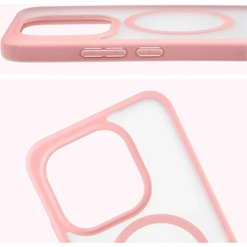 Etui z pierścieniem magnetycznym Bizon Case MatteO do Xiaomi 15T przydymione-jasnoróżowe