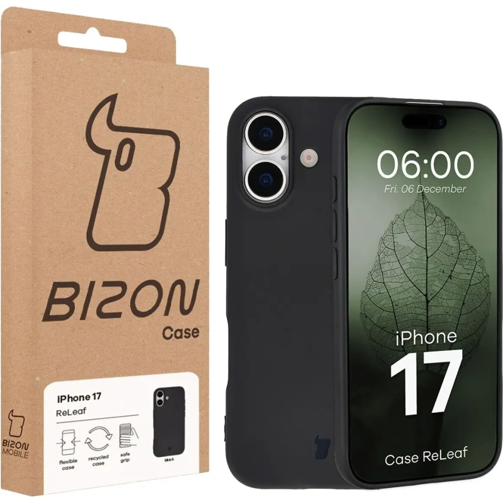 Etui z recyklingu Bizon Case ReLeaf do Apple iPhone 17 czarne