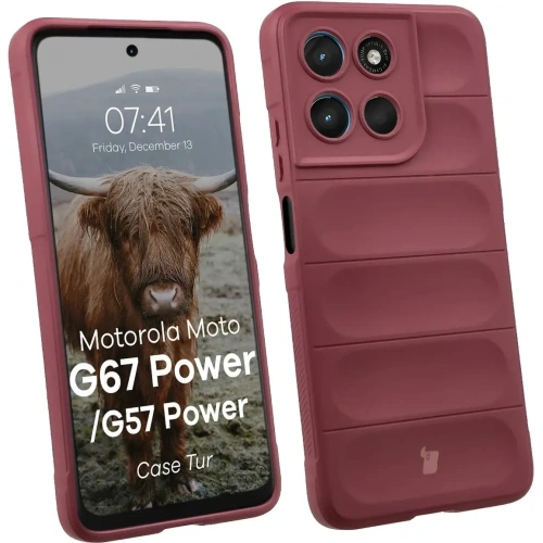 Pancerne etui Bizon Case Tur do Motorola Moto G57 Power / G67 Power burgundowe