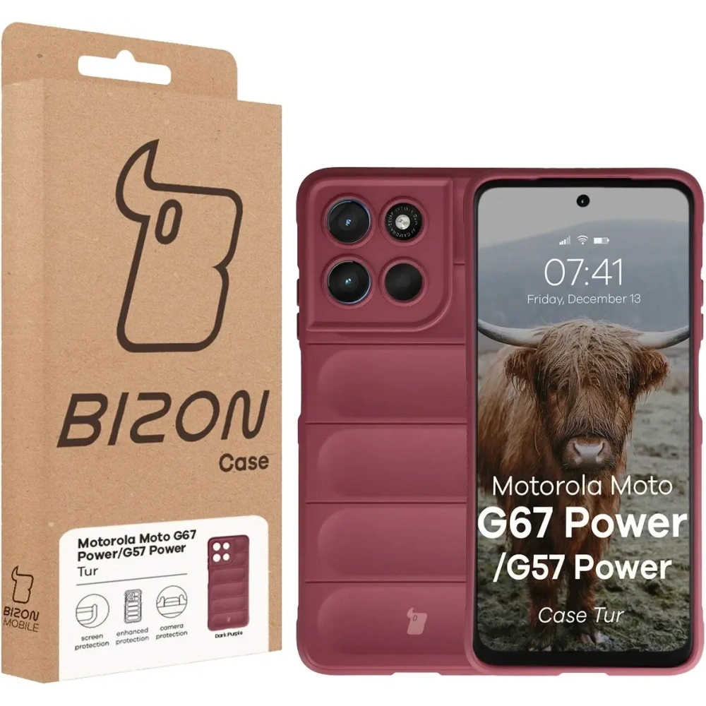 Pancerne etui Bizon Case Tur do Motorola Moto G57 Power / G67 Power burgundowe