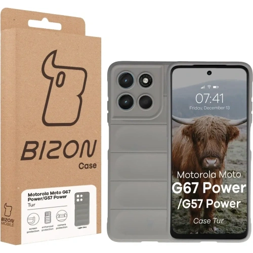 Pancerne etui Bizon Case Tur do Motorola Moto G57 Power / G67 Power jasnoszare