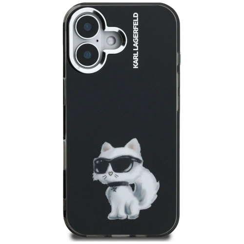 Etui Karl Lagerfeld IML Aquarelle Choupette & Logo do Apple iPhone 16 czarny