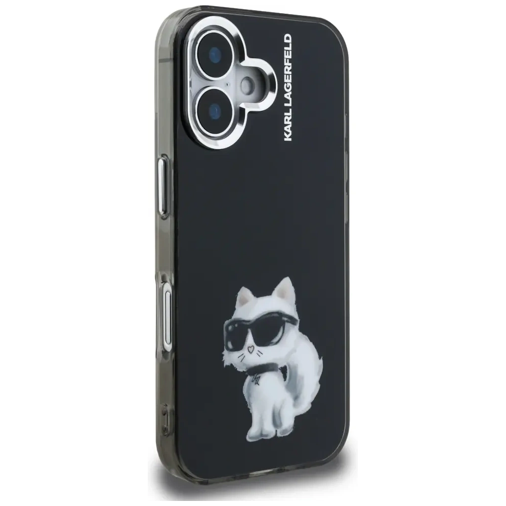 Etui Karl Lagerfeld IML Aquarelle Choupette & Logo do Apple iPhone 16 czarny