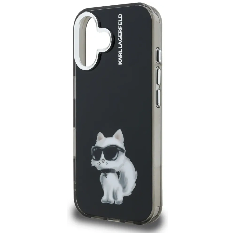 Etui Karl Lagerfeld IML Aquarelle Choupette & Logo do Apple iPhone 16 czarny