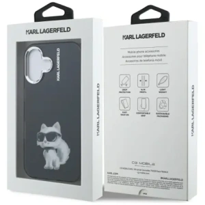 Etui Karl Lagerfeld IML Aquarelle Choupette & Logo do Apple iPhone 16 czarny