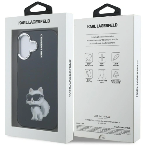 Etui Karl Lagerfeld IML Aquarelle Choupette & Logo do Apple iPhone 16 czarny