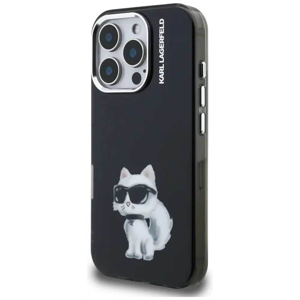 Etui Karl Lagerfeld IML Aquarelle Choupette & Logo do Apple iPhone 16 Pro czarny