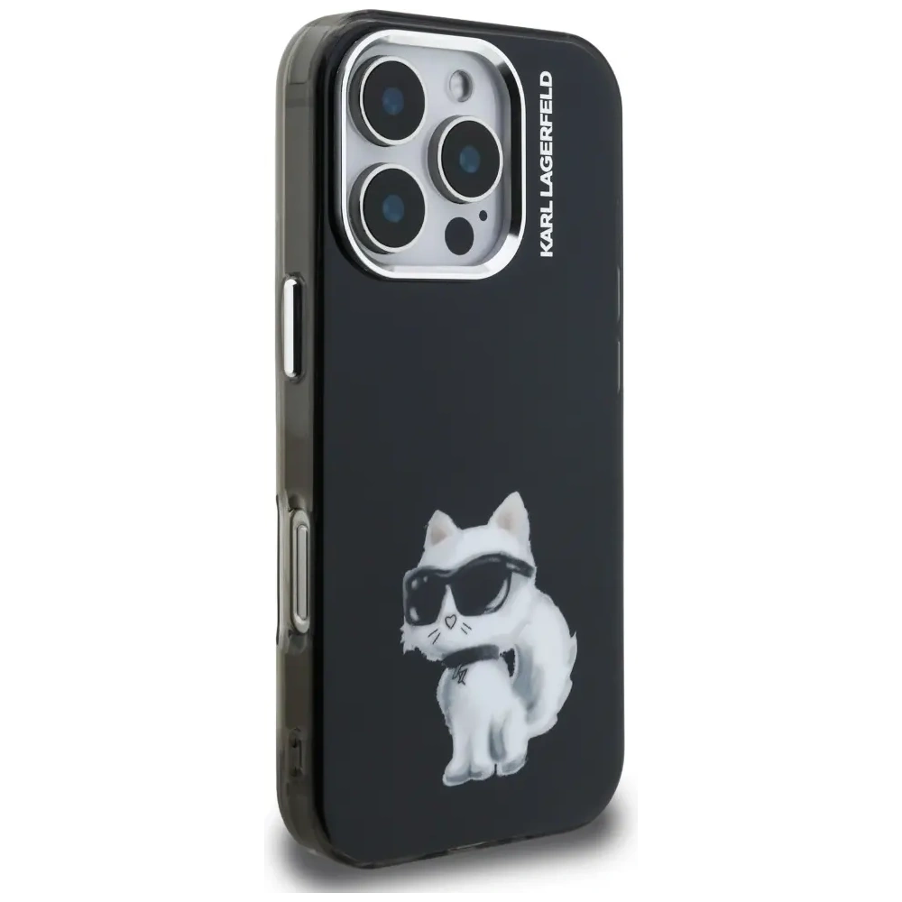 Etui Karl Lagerfeld IML Aquarelle Choupette & Logo do Apple iPhone 16 Pro czarny
