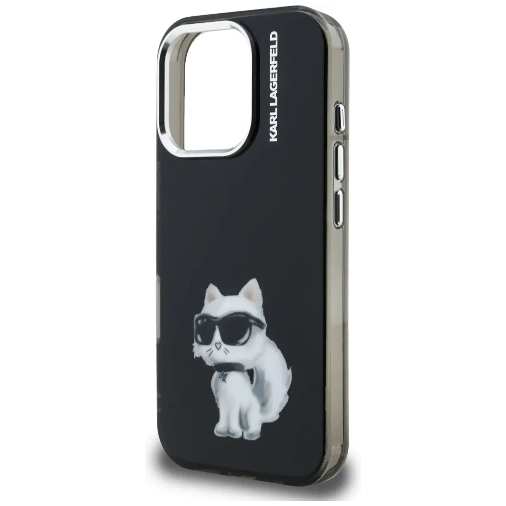 Etui Karl Lagerfeld IML Aquarelle Choupette & Logo do Apple iPhone 16 Pro czarny