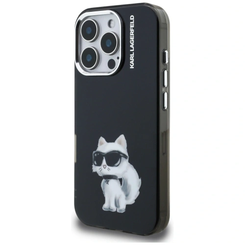 Etui Karl Lagerfeld IML Aquarelle Choupette & Logo do Apple iPhone 16 Pro Max czarny