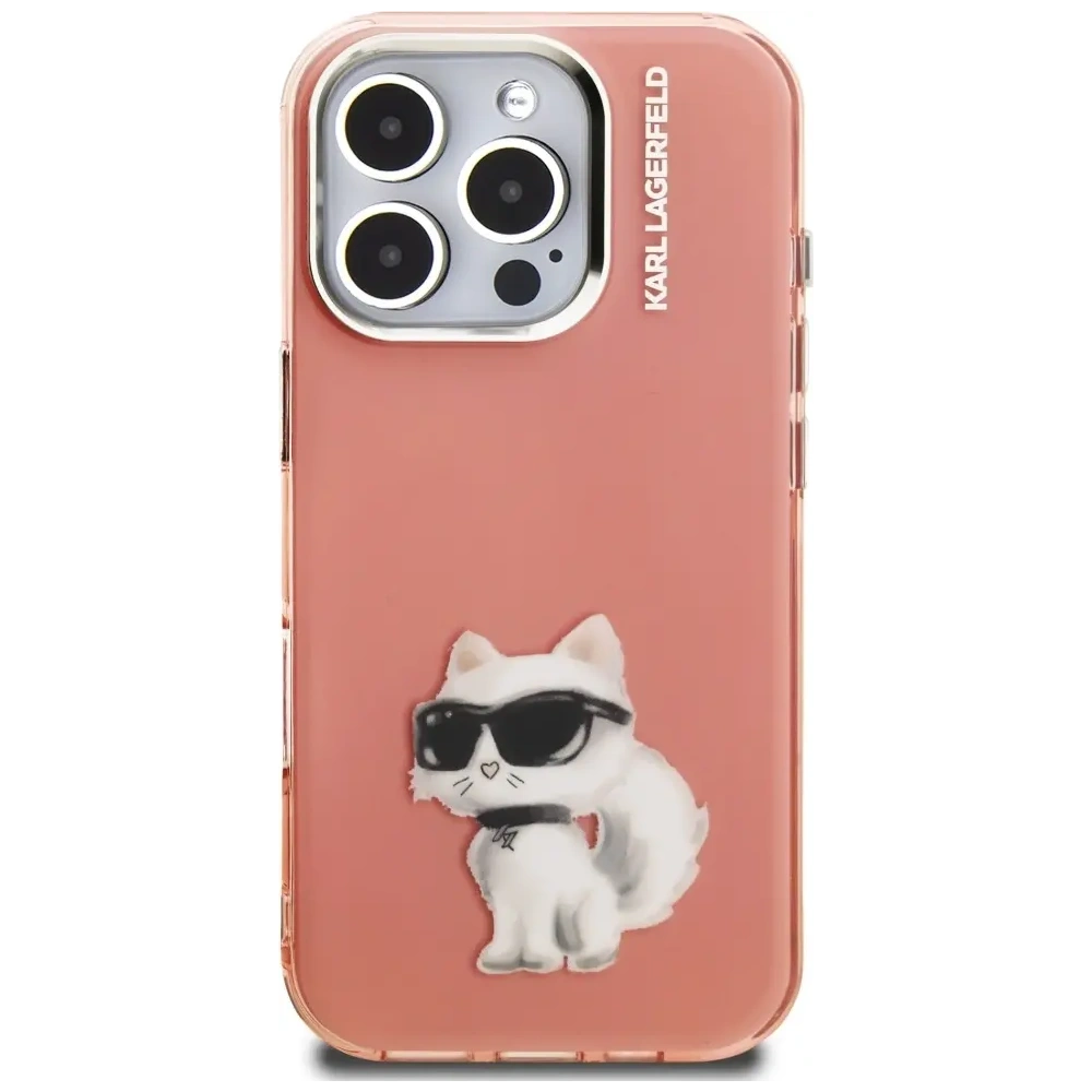 Etui Karl Lagerfeld IML Aquarelle Choupette & Logo do Apple iPhone 16 Pro Max różowy