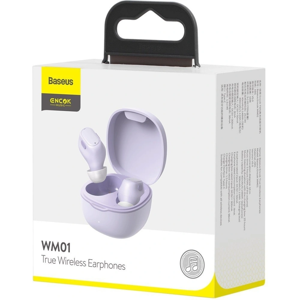 Hurtownia GSM - Bezdrátová sluchátka Baseus Encok WM01, Bluetooth 5.0 (fialová) - BSU1637VIO - {ean13} - Hurt