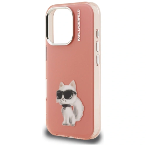 Etui Karl Lagerfeld IML Aquarelle Choupette & Logo do Apple iPhone 16 Pro Max różowy