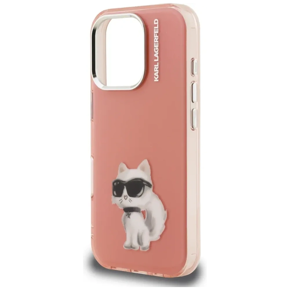 Etui Karl Lagerfeld IML Aquarelle Choupette & Logo do Apple iPhone 16 Pro Max różowy