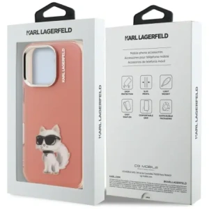 Etui Karl Lagerfeld IML Aquarelle Choupette & Logo do Apple iPhone 16 Pro Max różowy