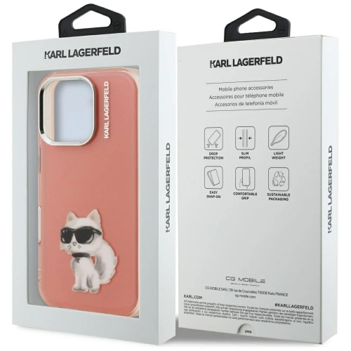 Etui Karl Lagerfeld IML Aquarelle Choupette & Logo do Apple iPhone 16 Pro Max różowy
