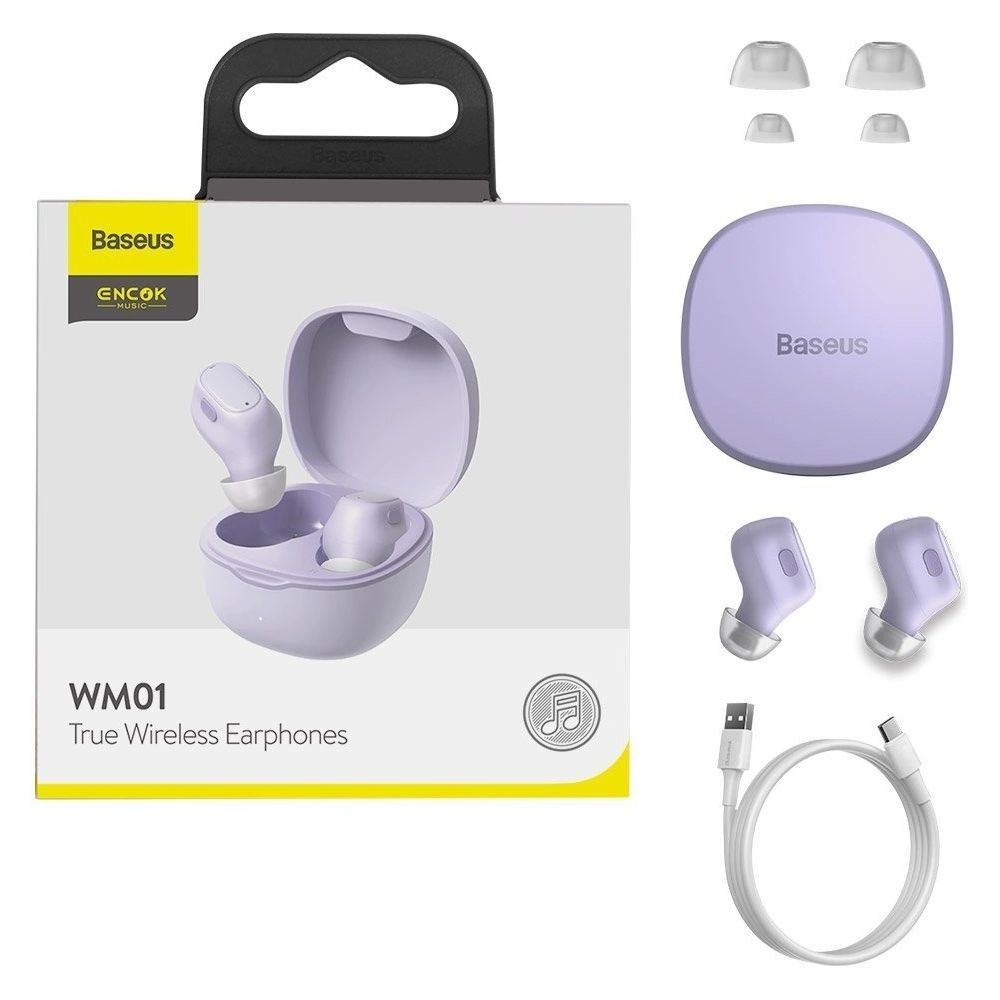 Hurtownia GSM - Bezdrátová sluchátka Baseus Encok WM01, Bluetooth 5.0 (fialová) - BSU1637VIO - {ean13} - Hurt