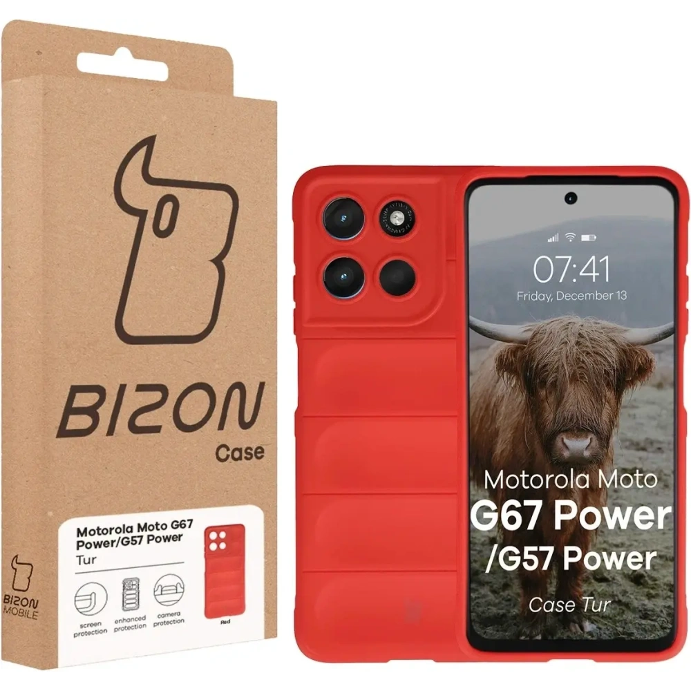 Pancerne etui Bizon Case Tur do Motorola Moto G57 Power / G67 Power czerwone