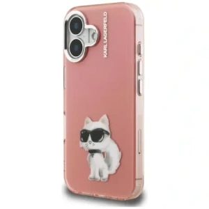 Etui Karl Lagerfeld IML Aquarelle Choupette & Logo do Apple iPhone 16 różowy