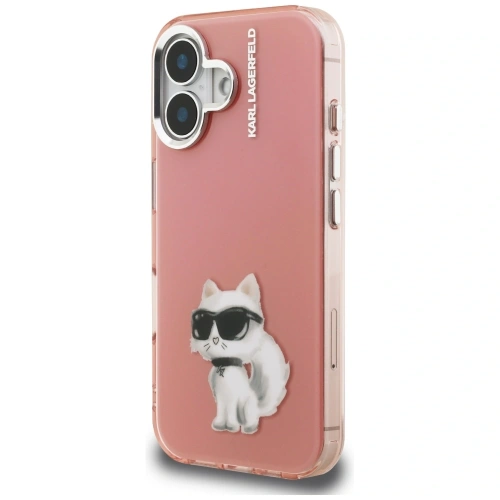 Etui Karl Lagerfeld IML Aquarelle Choupette & Logo do Apple iPhone 16 różowy