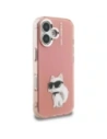 Etui Karl Lagerfeld IML Aquarelle Choupette & Logo do Apple iPhone 16 różowy