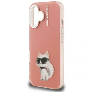 Etui Karl Lagerfeld IML Aquarelle Choupette & Logo do Apple iPhone 16 różowy