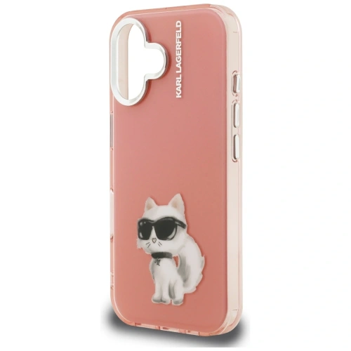 Etui Karl Lagerfeld IML Aquarelle Choupette & Logo do Apple iPhone 16 różowy