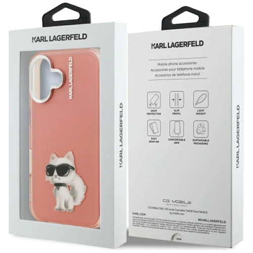 Etui Karl Lagerfeld IML Aquarelle Choupette & Logo do Apple iPhone 16 różowy