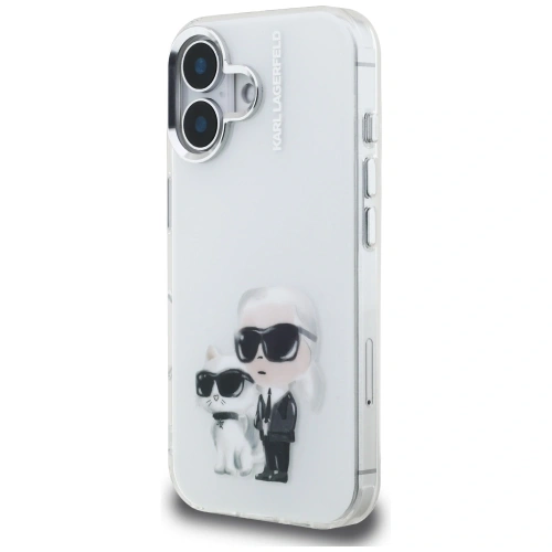 Etui Karl Lagerfeld IML Aquarelle Karl & Choupette & Logo do Apple iPhone 16 biały