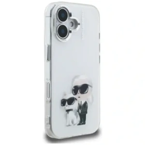 Etui Karl Lagerfeld IML Aquarelle Karl & Choupette & Logo do Apple iPhone 16 biały