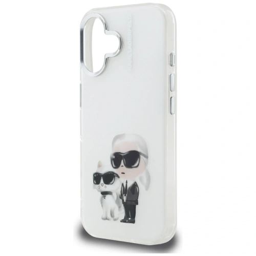 Etui Karl Lagerfeld IML Aquarelle Karl & Choupette & Logo do Apple iPhone 16 biały