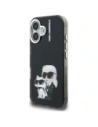 Etui Karl Lagerfeld IML Aquarelle Karl & Choupette & Logo do Apple iPhone 16 czarny