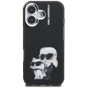 Etui Karl Lagerfeld IML Aquarelle Karl & Choupette & Logo do Apple iPhone 16 czarny