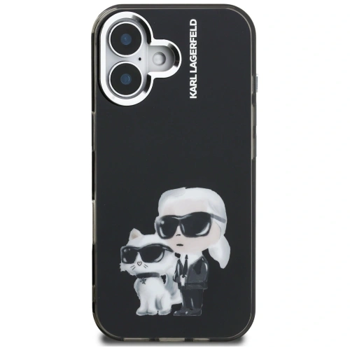Etui Karl Lagerfeld IML Aquarelle Karl & Choupette & Logo do Apple iPhone 16 czarny