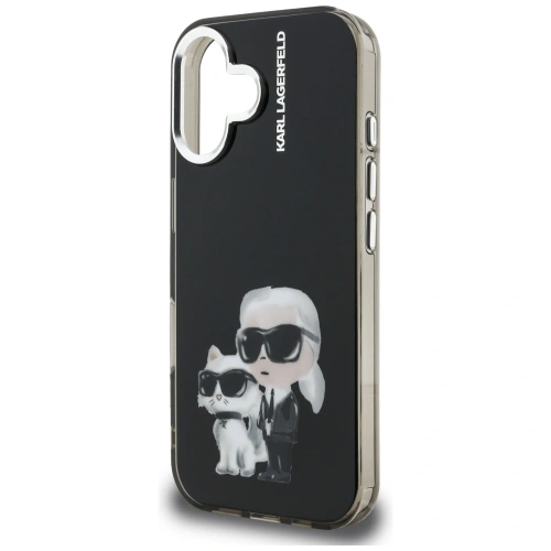 Etui Karl Lagerfeld IML Aquarelle Karl & Choupette & Logo do Apple iPhone 16 czarny