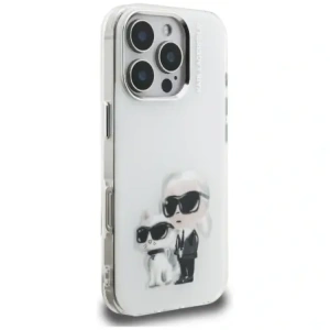 Etui Karl Lagerfeld IML Aquarelle Karl & Choupette & Logo do Apple iPhone 16 Pro biały