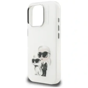 Etui Karl Lagerfeld IML Aquarelle Karl & Choupette & Logo do Apple iPhone 16 Pro biały