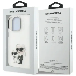 Etui Karl Lagerfeld IML Aquarelle Karl & Choupette & Logo do Apple iPhone 16 Pro biały