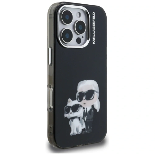 Etui Karl Lagerfeld IML Aquarelle Karl & Choupette & Logo do Apple iPhone 16 Pro czarny
