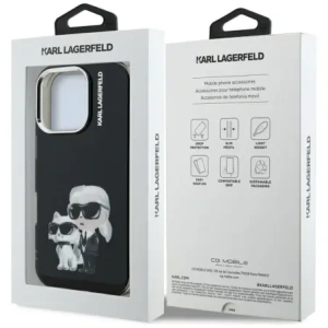 Etui Karl Lagerfeld IML Aquarelle Karl & Choupette & Logo do Apple iPhone 16 Pro czarny