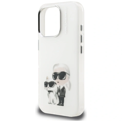 Etui Karl Lagerfeld IML Aquarelle Karl & Choupette & Logo do Apple iPhone 16 Pro Max biały