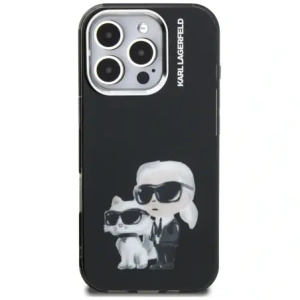 Etui Karl Lagerfeld IML Aquarelle Karl & Choupette & Logo do Apple iPhone 16 Pro Max czarny