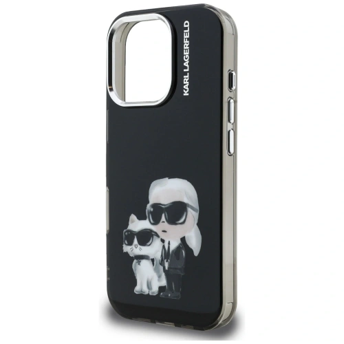 Etui Karl Lagerfeld IML Aquarelle Karl & Choupette & Logo do Apple iPhone 16 Pro Max czarny