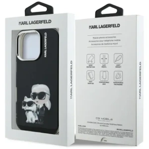 Etui Karl Lagerfeld IML Aquarelle Karl & Choupette & Logo do Apple iPhone 16 Pro Max czarny