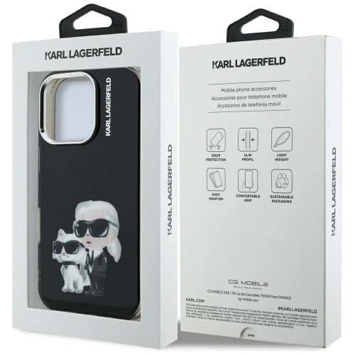 Etui Karl Lagerfeld IML Aquarelle Karl & Choupette & Logo do Apple iPhone 16 Pro Max czarny