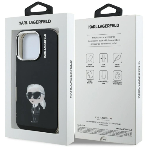 Etui Karl Lagerfeld IML Aquarelle Karl & Logo MagSafe do Apple iPhone 16 Pro czarny