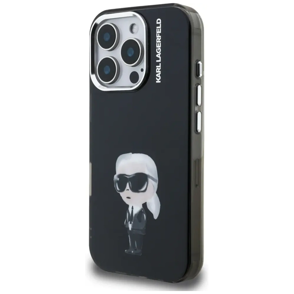 Etui Karl Lagerfeld IML Aquarelle Karl & Logo MagSafe do Apple iPhone 16 Pro Max czarny