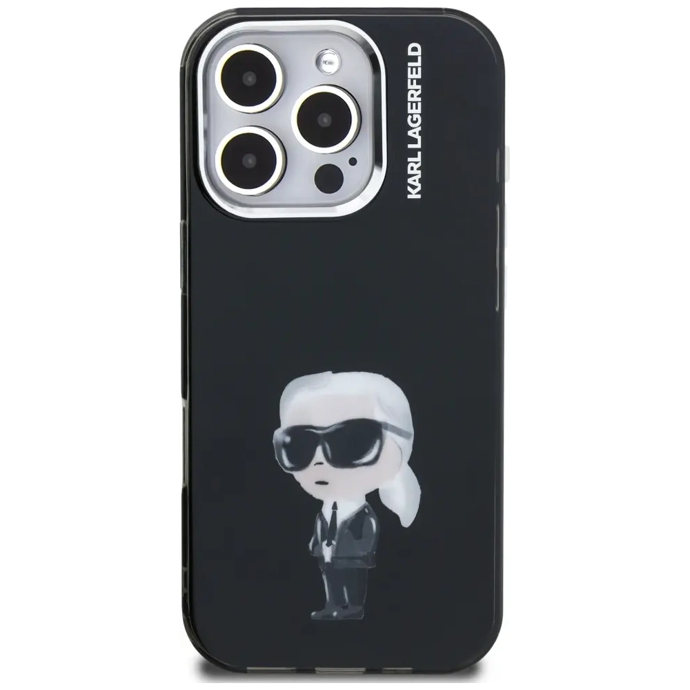 Etui Karl Lagerfeld IML Aquarelle Karl & Logo MagSafe do Apple iPhone 16 Pro Max czarny